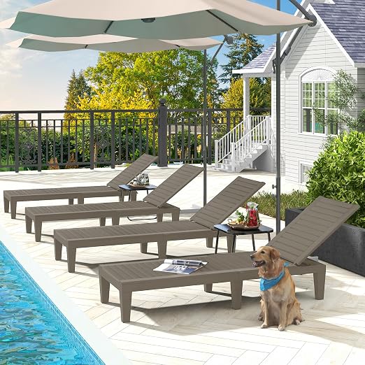 DWVO Outdoor Chaise Lounge, Pool Lounge Chair Set of 2 w/ 5-Level Backrest - Image 7