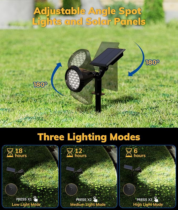 Solar Spot Lights for Outside, 21 LED Outdoor Solar Lights for Yard, 6 Pack - Image 6