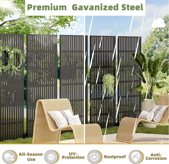 Casaphoria Metal Privacy Screen Outdoor, Fence Black - Image 4