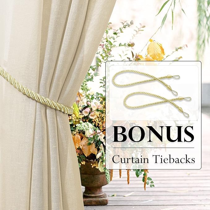 RYB HOME 2 Panels Outdoor Sheer Curtains - Image 2