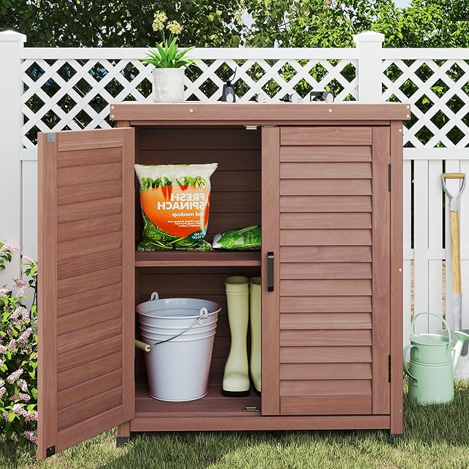 Outdoor Storage Cabinet & Potting Bench Table - Image 2
