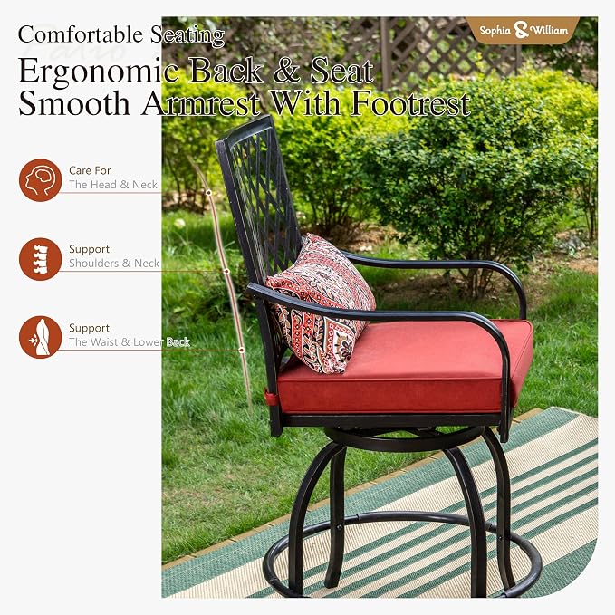 Sophia & William Patio Bar Set 5 Piece Outdoor High Dining Table and Chairs Set - Image 5