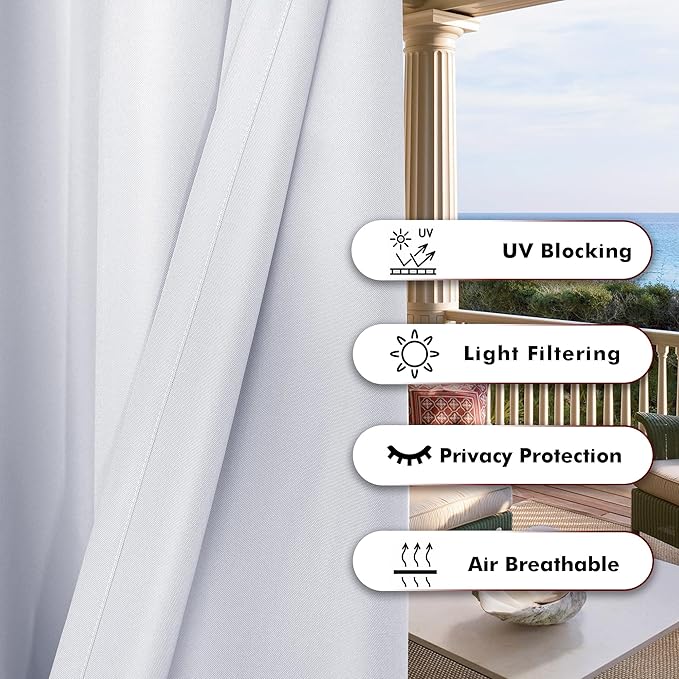 BONZER Outdoor Curtains for Patio Waterproof, Premium Thick Privacy - Image 3