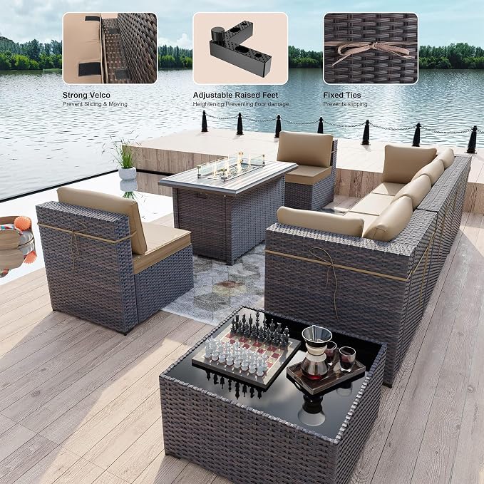 Kullavik 8 Pieces Outdoor Patio Furniture Set, Sectional Sofa Set - Image 2