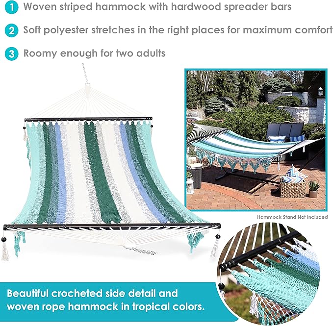 Sunnydaze Woven Double Hammock for Outside - Image 2