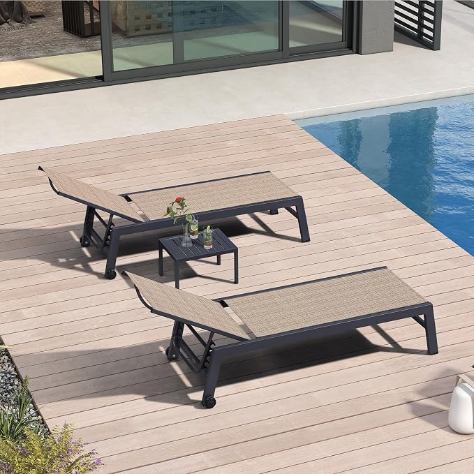 PURPLE LEAF Patio Chaise Lounge Set 4 Pieces Aluminum Outdoor Lounge Chairs by PURPLELEAF