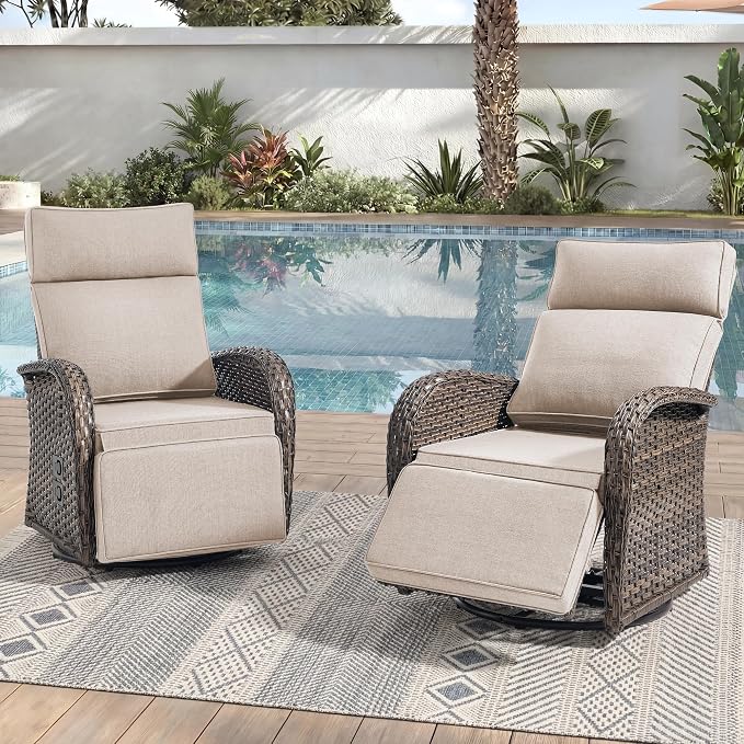 Zero Gravity Patio Swivel Rocking Recliner Chairs Set of 2 by JelwalyPatioFurnitureSet