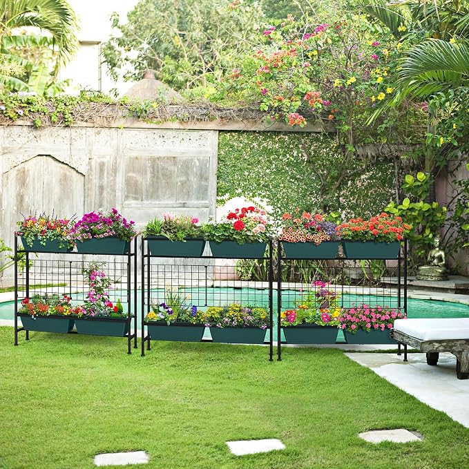 OYEAL Raised Garden Bed with Legs & & Trellis 32" Tall Vertical Herb Garden - Image 6