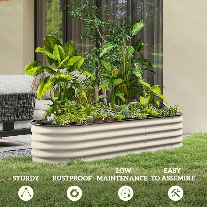 Outsunny 6.5' x 2' x 1.4' Galvanized Raised Garden Bed Kit, Outdoor Metal - Image 6
