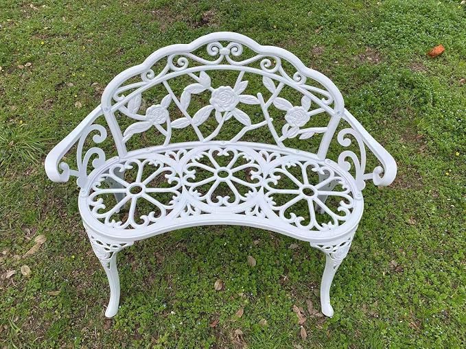 Patio Balcony Bench Double Seat, Anti-Rust Cast Aluminum Patio Garden Bench - Image 7