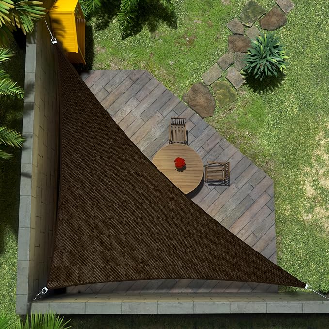 Amgo 12' x 12' x 17' Brown Right Triangle Sun Shade Sail Outdoor Canopy Awning by Amgo