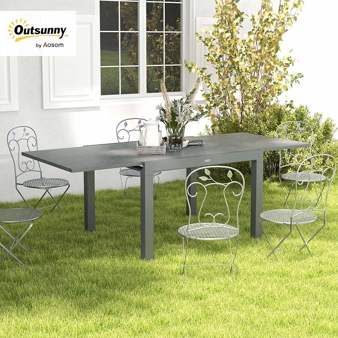 Outsunny Extendable Outdoor Dining Table, Rectangle Expandable Patio Table - Image 2