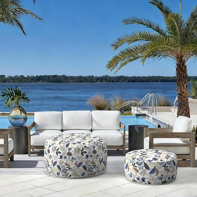 LVTXIII Indoor/Outdoor Extra Large Inflatable Ottoman Pouf D31 x H14 Inch - Image 6