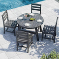 5 Piece Round Outdoor Dining Set, Relaxing HDPE Outdoor Table and Chairs by Unknown