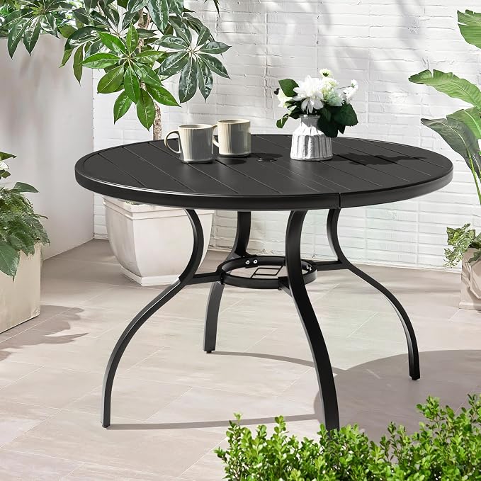 NUU GARDEN 41" Round Metal Outdoor Patio Dining Table - Image 4