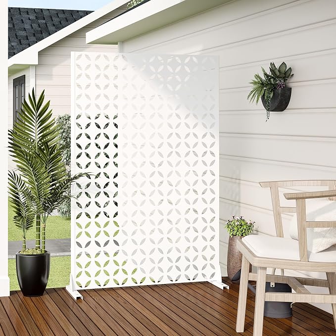 Casaphoria 72" H x 47" W Metal Privacy Screen, Outdoor Freestanding Decorative - Image 3