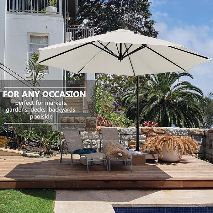 VECELO 10ft Offset Patio Umbrella, Cantilever Umbrella, Hanging Outdoor - Image 5