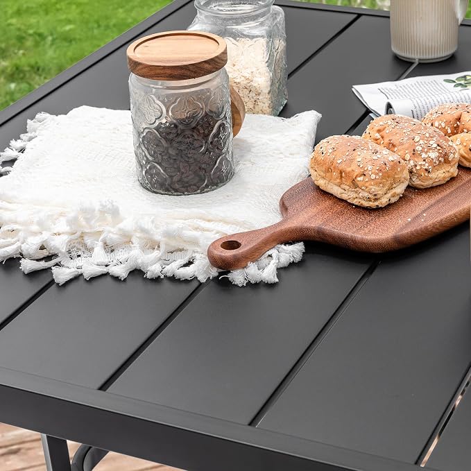 NUU GARDEN 37" Outdoor Patio Table, 4 Person Steel Slat Square Dining Table - Image 9
