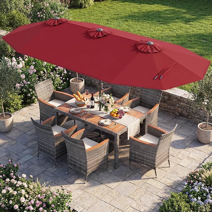 Tangkula 9 Pieces Rattan Outdoor Dining Set - Image 2