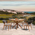PURPLE LEAF 5 Pieces Oversize Round Outdoor Dining Set Patio Dining Furniture by PURPLELEAF