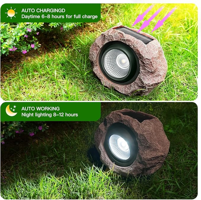 4 Pack Solar Rock Lights Outdoor, Angle Adjustable Solar Lights Outdoor - Image 4