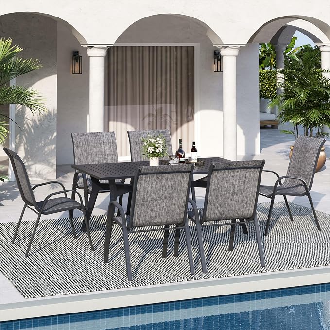 Patio Dining Chairs Set of 8, Outdoor High Stacking Chairs，Breathable Seat - Image 2
