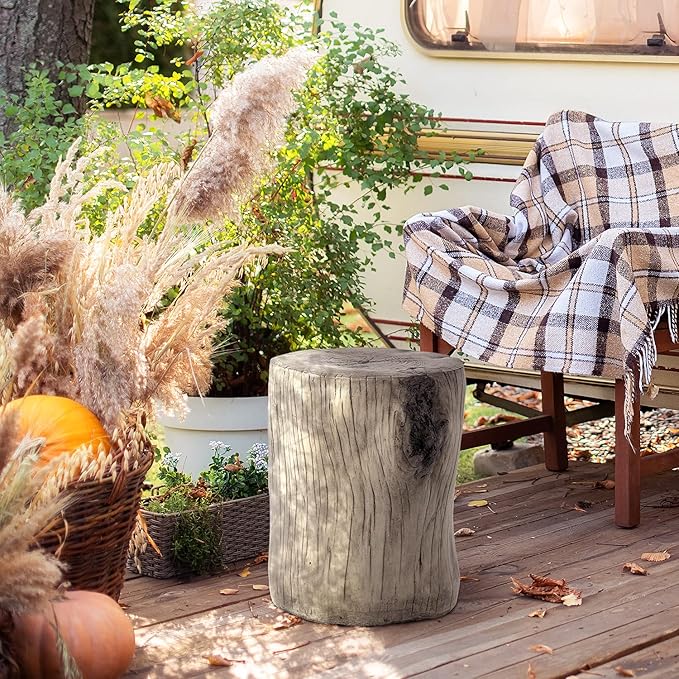 SUNBURY Stump Side Table, Concrete Side Table Coffee Log End Table, Patio Faux - Image 2