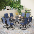 PHI VILLA 9 Pcs Outdoor Patio Dining Set, 8 Outdoor Padded Swivel Dining Chairs by PHIVILLAThepioneerofcomfortablehouseholdsupplies
