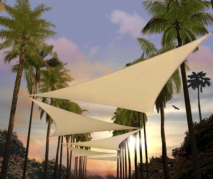 Amgo Custom Size 17' x 17' x 17' Beige Triangle Sun Shade Sail Order to Make by Amgo