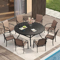 VICLLAX Patio Table and Chair Set of 8, All Weather Metal Round Outdoor Dining by HOME