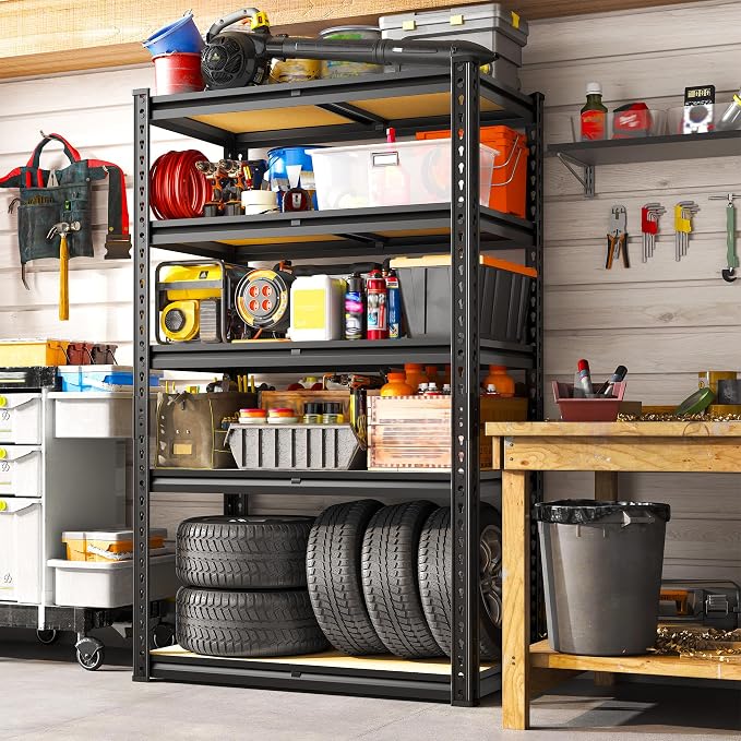 5 Tier Garage Shelving 2020LBS Storage Shelves, Adjustable Heavy Duty Metal - Image 2