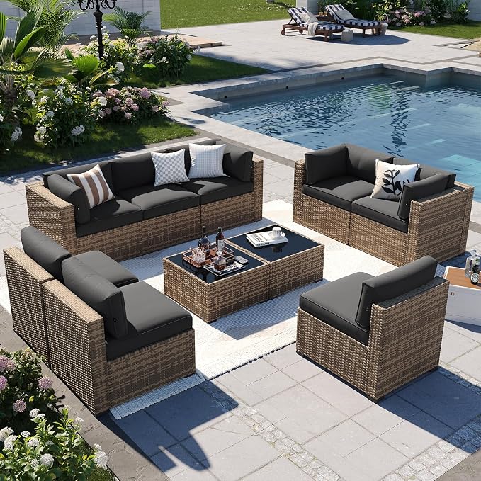 Aoxun Patio Furniture Sets, 10-Piece Outdoor Patio Furniture by Aoxun
