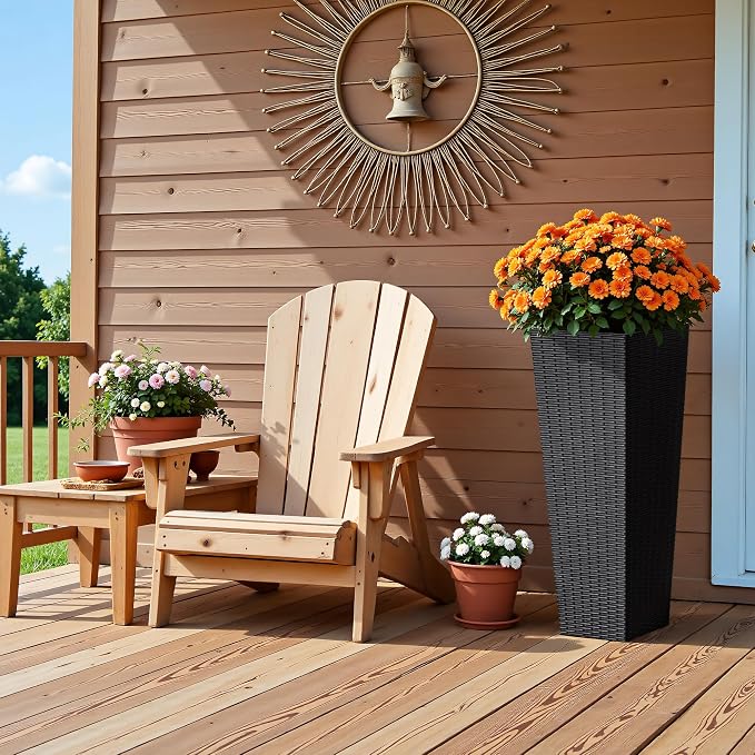 Devoko Resin Tall Planters for Outdoor Plants Set of 2, Large Taper Outdoor - Image 5