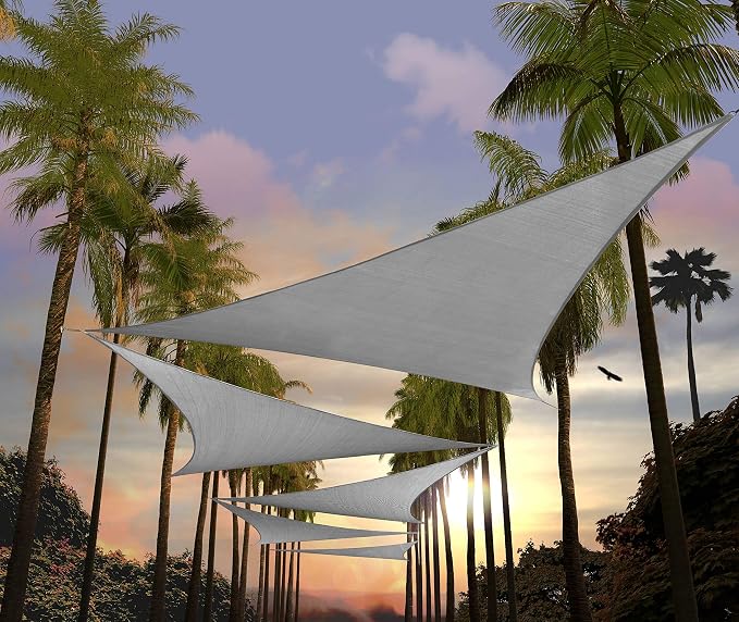 Amgo Custom Size 7' x 7' x 7' Gray Triangle Sun Shade Sail UPF50+ AGTAPRT12 by Amgo