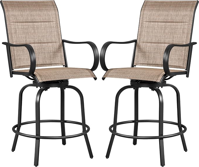 Yaheetech 2 Piece Patio Swivel Bar Stools Texteline Bistro Chairs by Yaheetech