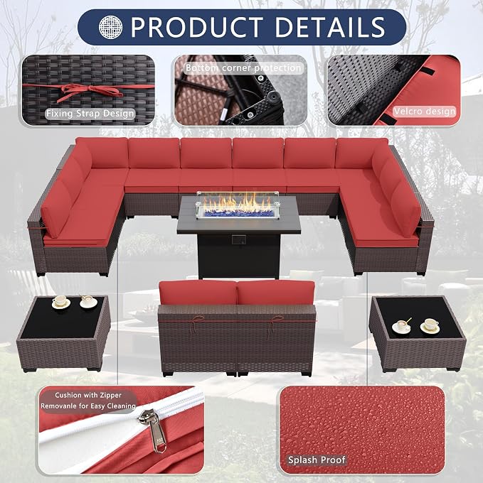 Outdoor Terrace Furniture Set, 15 Piece Outdoor Furniture Set, - Image 5