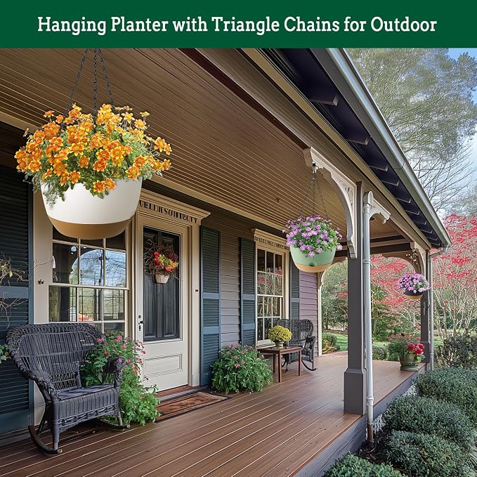 3 Pack Hanging Planters Set, 8 Inch Indoor Outdoor Hanging Plant Pot Basket - Image 3
