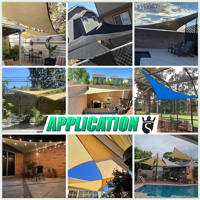Royal Shade 20' x 20' x 20' Beige Triangle Sun Shade Sail Canopy Outdoor Patio - Image 5