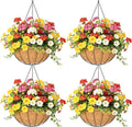 4 Pack 8 Inch Hanging Baskets for Plants Outdoor Metal Hanging Planter Hanging by Qusuxi