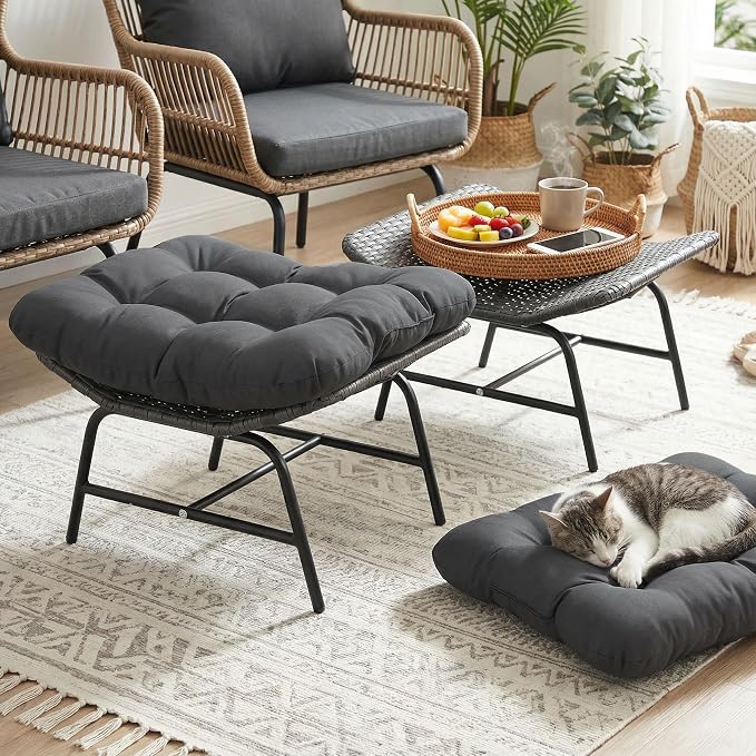 NICESOUL Indoor Outdoor Ottoman Set of 2, Large Wide Double Patio Footstool - Image 7