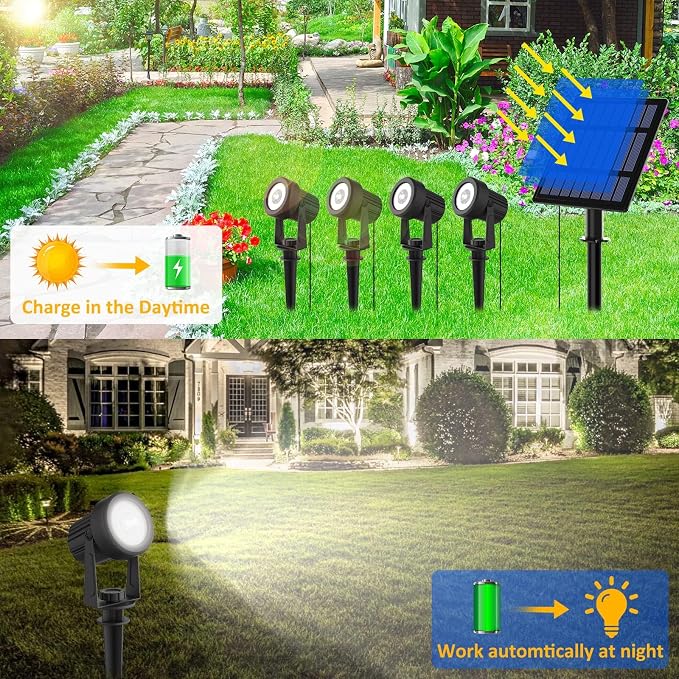 T-SUNUS Christmas Solar Garden Spotlight White Outdoor, 4-in-1 Spot Lights - Image 2