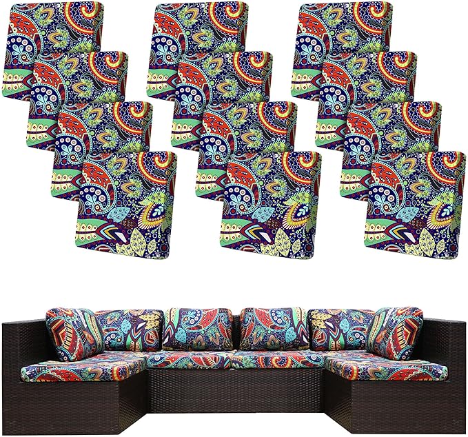 12 Pcs Stretch Patio Cushion Covers, Outdoor Couch Covers Replacement, Outdoor by BIETYONE
