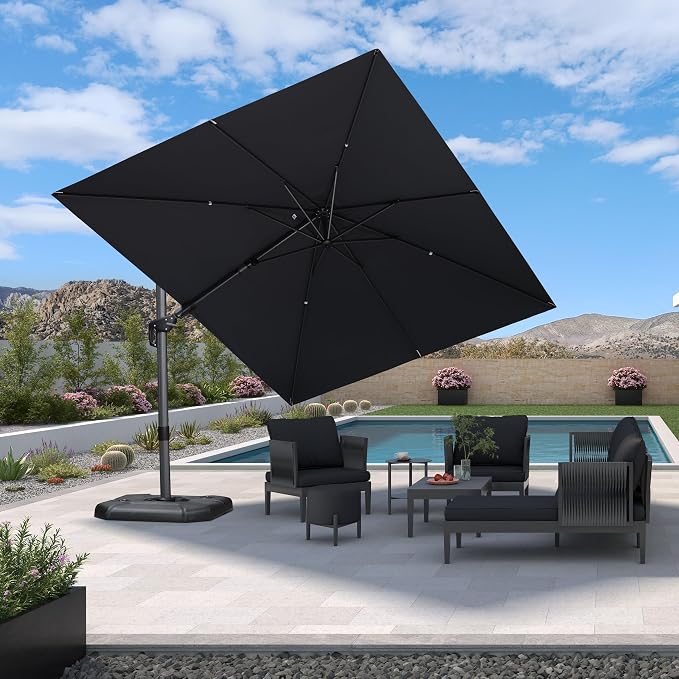 PURPLE LEAF 9' X 12' Left-right Tilt Patio Umbrella Outdoor Cantilever Swivel - Image 2