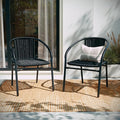 EMMA + OLIVER Set of 2 Modern Rattan Indoor/Outdoor Stack Chairs, Stacking by EMMAOLIVER