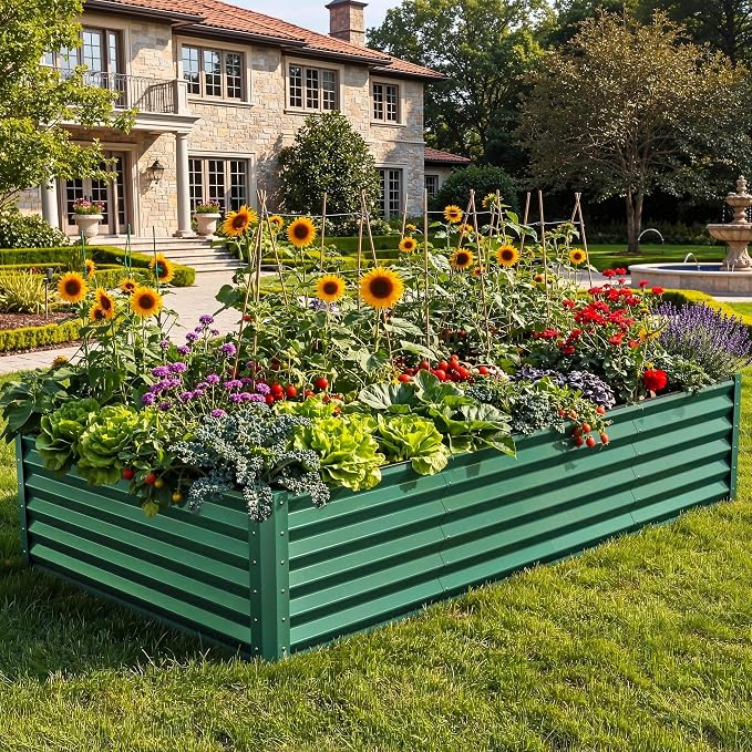 YITAHOME 8x4x1.5ft Large Raised Garden Bed Kit, Galvanized Metal Planter Box - Image 2