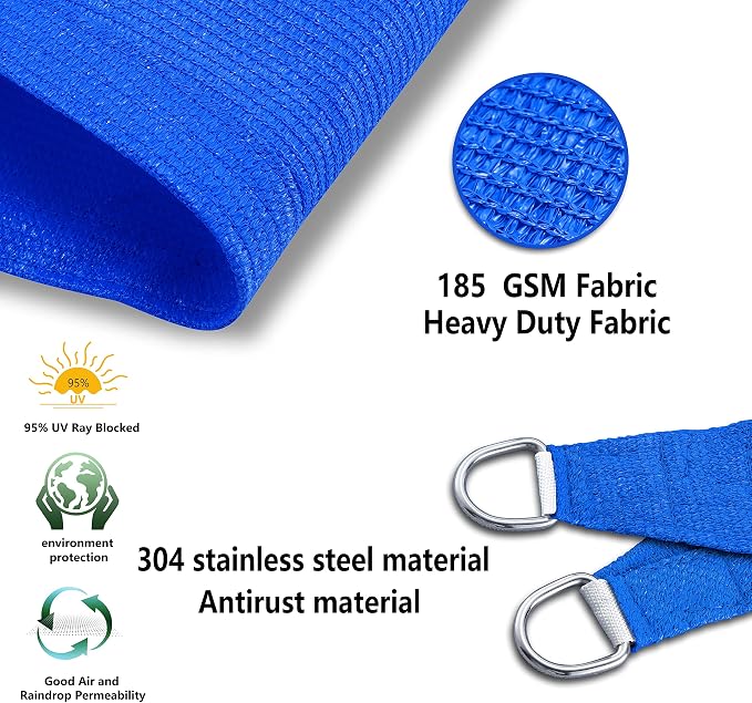Tronssien Rectangle 10'x13' Sun Shade Sail, 95% UV Blockage Canopy Awning - Image 4