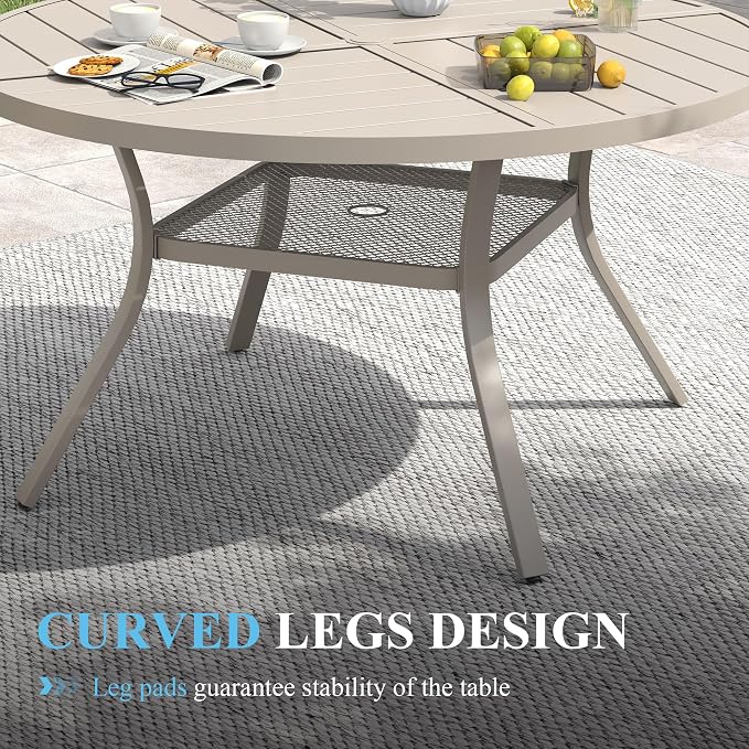 VICLLAX Patio Table and Chair Set of 6, All Weather Metal Round Outdoor Dining - Image 6