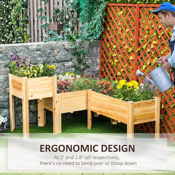 Outsunny Raised Garden Bed Set of 3, Wooden Elevated Planter Box - Image 4
