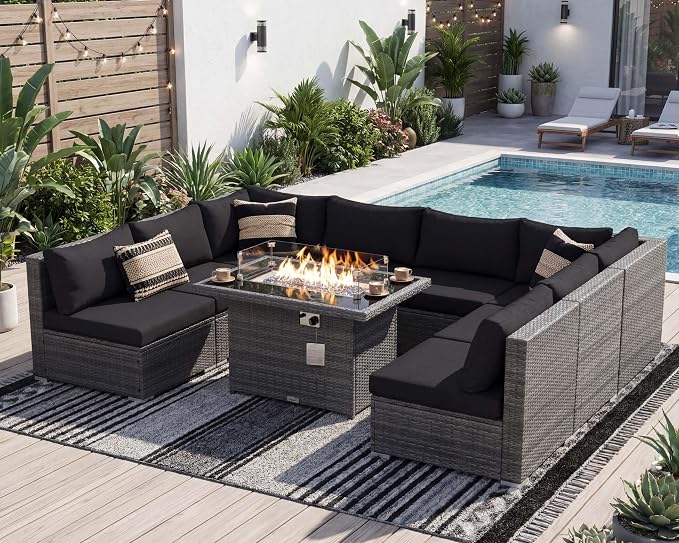 NICESOUL 9 Piece Extra Large Outdoor Patio Furniture Conversation Set - Image 2