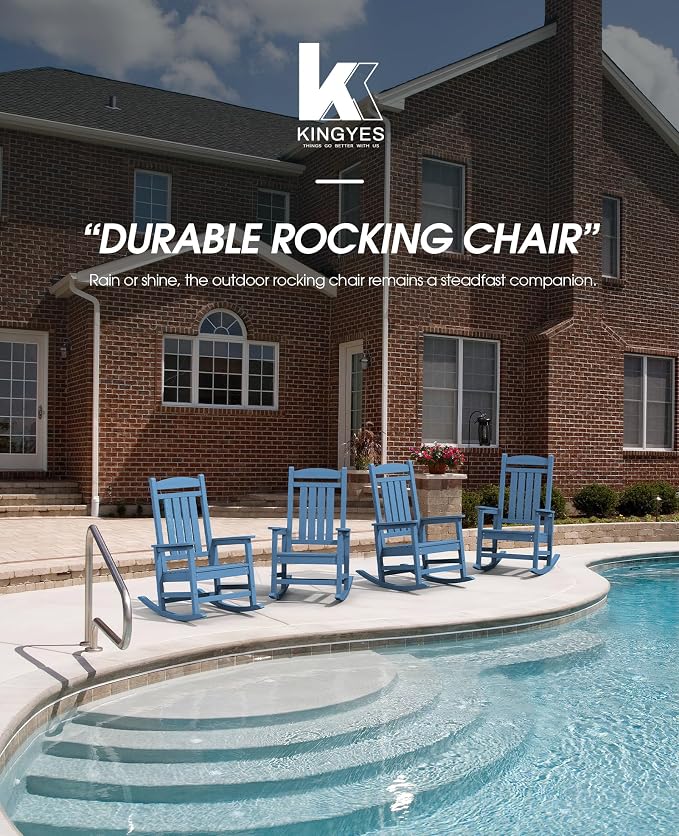KINGYES HDPE Rocking Chairs Outdoor, Patio Rocking Chairs - Image 9